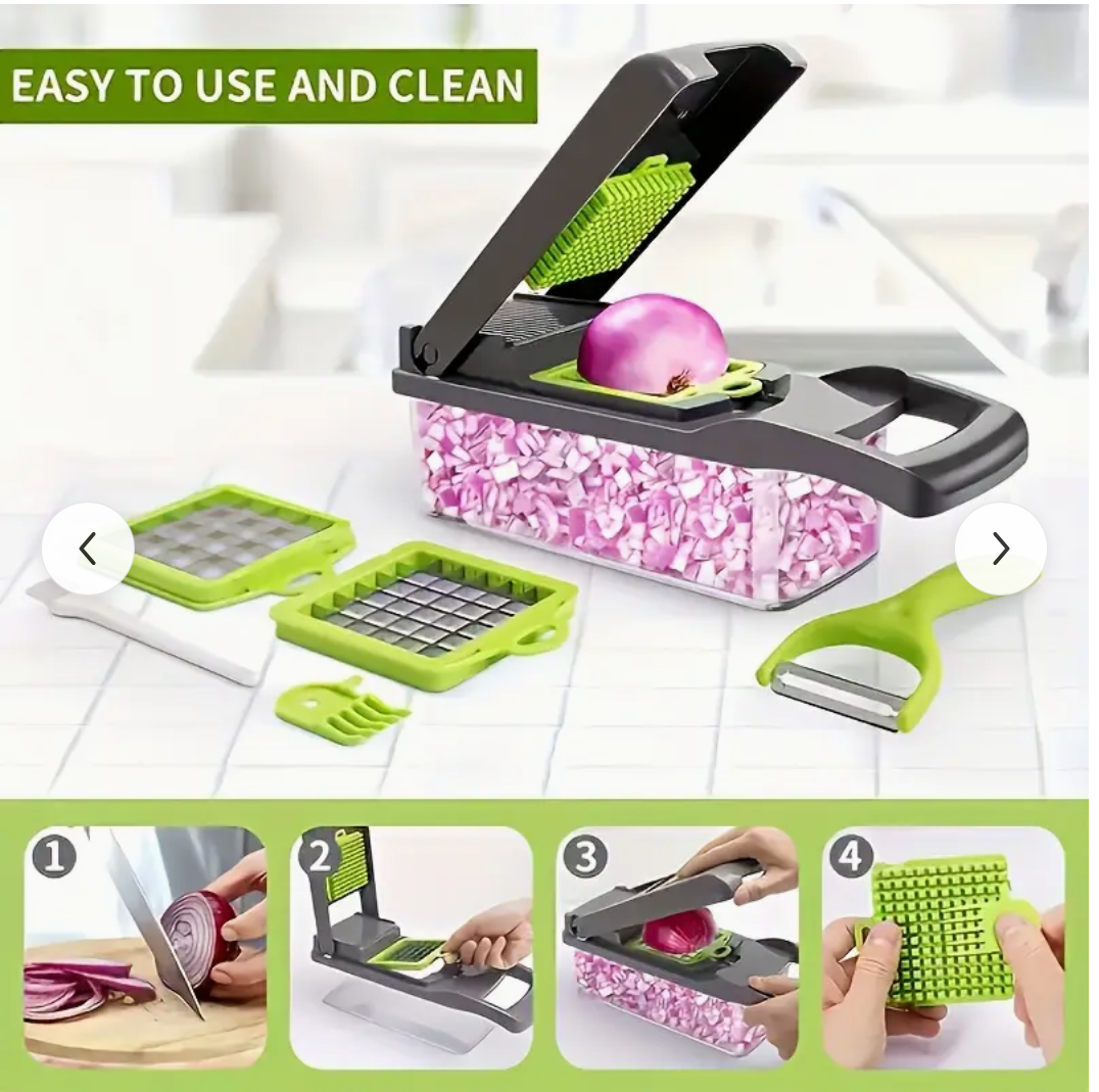 Set, 16in1 Vegetable Chopper, Multifunctional Fruit Slicer, Manual Food Grater, Vegetable Slicer, Cutter With Container And 8 Blades, Onion Mincer Chopper, Household Potato Shredder, Kitchen Stuff, Kitchen Gadgets, Kitchen Accessories